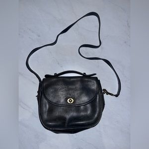 Vintage Coach Bag - Black Leather Crossbody